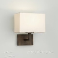 In stocking product steel wall lamp with square fabric lampshade for hotel guest room/aisle lighting decoration supply